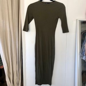Pull & bear olive midi body con dress